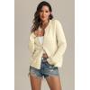 imageATHMILE Womens Cardigan Sweaters Casual Long Sleeve Button Down Crewneck Casual Knit Cropped Fall Winter Jackets ClothesBeige