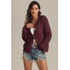imageATHMILE Womens Cardigan Sweaters Casual Long Sleeve Button Down Crewneck Casual Knit Cropped Fall Winter Jackets ClothesWine Red