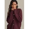 imageATHMILE Womens Cardigan Sweaters Casual Long Sleeve Button Down Crewneck Casual Knit Cropped Fall Winter Jackets ClothesWine Red