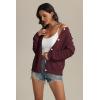 imageATHMILE Womens Cardigan Sweaters Casual Long Sleeve Button Down Crewneck Casual Knit Cropped Fall Winter Jackets ClothesWine Red