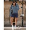 imageATHMILE Womens Hoodies Long Sleeve Fleece Quarter Zip Pullover Workout Oversized Sweatshirt Fall Winter Crop Jacket Tops 2025Greyblue