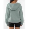 imageATHMILE Womens Hoodies Long Sleeve Fleece Quarter Zip Pullover Workout Oversized Sweatshirt Fall Winter Crop Jacket Tops 2025Greygreen