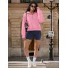 imageATHMILE Womens Hoodies Long Sleeve Fleece Quarter Zip Pullover Workout Oversized Sweatshirt Fall Winter Crop Jacket Tops 2025Pink