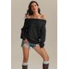 imageATHMILE Womens Off The Shoulder Sweaters Oversized Batwing Sleeve Loose Pullover Fall Outfits Winter Fashion Tops 2025Black