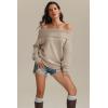 imageATHMILE Womens Off The Shoulder Sweaters Oversized Batwing Sleeve Loose Pullover Fall Outfits Winter Fashion Tops 2025Khaki