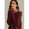 imageATHMILE Womens Off The Shoulder Sweaters Oversized Batwing Sleeve Loose Pullover Fall Outfits Winter Fashion Tops 2025Wine Red