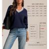 imageATHMILE Womens Sweaters V Neck Long Sleeve Contrast Knit Casual Pullover Fall Winter Outfits Cute Tops 2025Navy Blue