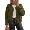 imageATHMILE Fall Long Sleeve Cardigans for Women Sweater Fashion Open Front Winter Button Down Crewneck Loose Knit Jacket 2025Army Green