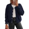 imageATHMILE Fall Long Sleeve Cardigans for Women Sweater Fashion Open Front Winter Button Down Crewneck Loose Knit Jacket 2025Navy Blue