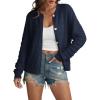 imageATHMILE Womens Cardigan Sweaters Casual Long Sleeve Button Down Crewneck Casual Knit Cropped Fall Winter Jackets ClothesDark Blue