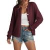 imageATHMILE Womens Cardigan Sweaters Casual Long Sleeve Button Down Crewneck Casual Knit Cropped Fall Winter Jackets ClothesWine Red