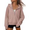 imageATHMILE Womens Hoodies Long Sleeve Fleece Quarter Zip Pullover Workout Oversized Sweatshirt Fall Winter Crop Jacket Tops 2025Darkpink
