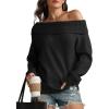 imageATHMILE Womens Off The Shoulder Sweaters Oversized Batwing Sleeve Loose Pullover Fall Outfits Winter Fashion Tops 2025Black