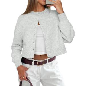 imageATHMILE Cropped Cardigan Sweaters for Women Lightweight Crop Knit Y2k Fall Outfits Fashion Clothes 2025Grey