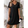 imageATHMILE Dresses for Women 2025 V Neck Short Sleeve Casual T Shirt Dress Sundresses Swimsuit Coverup with PocketsBlack