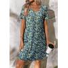 imageATHMILE Dresses for Women 2025 V Neck Short Sleeve Casual T Shirt Dress Sundresses Swimsuit Coverup with PocketsBlue Flowers