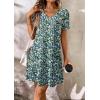 imageATHMILE Dresses for Women 2025 V Neck Short Sleeve Casual T Shirt Dress Sundresses Swimsuit Coverup with PocketsBlue Flowers
