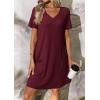 imageATHMILE Dresses for Women 2025 V Neck Short Sleeve Casual T Shirt Dress Sundresses Swimsuit Coverup with PocketsBurgundy