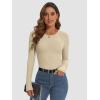 imageATHMILE Womens Long Sleeve Crewneck Ribbed Tops Fall Fitted Stretch Casual Basic T Shirts 2025Abeige