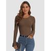 imageATHMILE Womens Long Sleeve Crewneck Ribbed Tops Fall Fitted Stretch Casual Basic T Shirts 2025Abrown