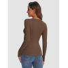 imageATHMILE Womens Long Sleeve Crewneck Ribbed Tops Fall Fitted Stretch Casual Basic T Shirts 2025Abrown