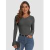 imageATHMILE Womens Long Sleeve Crewneck Ribbed Tops Fall Fitted Stretch Casual Basic T Shirts 2025Acharcoal Grey