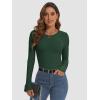 imageATHMILE Womens Long Sleeve Crewneck Ribbed Tops Fall Fitted Stretch Casual Basic T Shirts 2025Adark Green