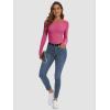 imageATHMILE Womens Long Sleeve Crewneck Ribbed Tops Fall Fitted Stretch Casual Basic T Shirts 2025Ahot Pink
