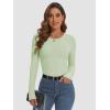 imageATHMILE Womens Long Sleeve Crewneck Ribbed Tops Fall Fitted Stretch Casual Basic T Shirts 2025Amint Green