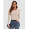 imageATHMILE Womens Long Sleeve Crewneck Ribbed Tops Fall Fitted Stretch Casual Basic T Shirts 2025Apeach