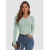 imageATHMILE Womens Long Sleeve Crewneck Ribbed Tops Fall Fitted Stretch Casual Basic T Shirts 2025Asage Green