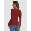 imageATHMILE Womens Long Sleeve Crewneck Ribbed Tops Fall Fitted Stretch Casual Basic T Shirts 2025Awine Red