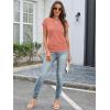 imageATHMILE Womens Summer Tops Cap Sleeve Ruched Tshirts Business Casual Crewneck Trendy Outfits Basic Fashion Dressy ClothesCoral