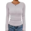 imageATHMILE Womens Long Sleeve Crewneck Ribbed Tops Fall Fitted Stretch Casual Basic T Shirts 2025Alight Purple