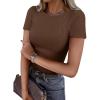 imageATHMILE Womens Long Sleeve Crewneck Ribbed Tops Fall Fitted Stretch Casual Basic T Shirts 2025Bbrown