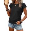 imageATHMILE Womens Summer Tops Cap Sleeve Ruched Tshirts Business Casual Crewneck Trendy Outfits Basic Fashion Dressy ClothesBlack