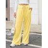 imageATHMILE Track Pants Women Sweatpants Wide Leg Straight Drawstring Teen Girl Fall Jogging Soft Lounge Athletic Pajama JoggersYellow