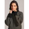 imageATHMILE Womens Fall Fashion Mock Neck Sweater Long Sleeve Plaid Ribbed Knit Loose Pullover Tops Trendy Office OutfitsBrownstripe