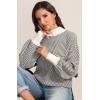 imageATHMILE Womens Fall Fashion Mock Neck Sweater Long Sleeve Plaid Ribbed Knit Loose Pullover Tops Trendy Office OutfitsCarbon