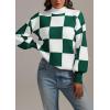 imageATHMILE Womens Fall Fashion Mock Neck Sweater Long Sleeve Plaid Ribbed Knit Loose Pullover Tops Trendy Office OutfitsDarkgreenplaid