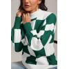 imageATHMILE Womens Fall Fashion Mock Neck Sweater Long Sleeve Plaid Ribbed Knit Loose Pullover Tops Trendy Office OutfitsDarkgreenplaid