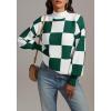 imageATHMILE Womens Fall Fashion Mock Neck Sweater Long Sleeve Plaid Ribbed Knit Loose Pullover Tops Trendy Office OutfitsDarkgreenplaid