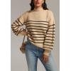 imageATHMILE Womens Fall Fashion Mock Neck Sweater Long Sleeve Plaid Ribbed Knit Loose Pullover Tops Trendy Office OutfitsOatmeal