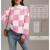 imageATHMILE Womens Fall Fashion Mock Neck Sweater Long Sleeve Plaid Ribbed Knit Loose Pullover Tops Trendy Office OutfitsPinkplaid