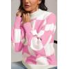 imageATHMILE Womens Fall Fashion Mock Neck Sweater Long Sleeve Plaid Ribbed Knit Loose Pullover Tops Trendy Office OutfitsPinkplaid