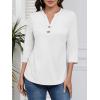 imageATHMILE Womens Tops 34 Length Sleeve Button Down Henley Shirts Business Casual Outfits Fashion BlousesWhite