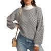 imageATHMILE Womens Fall Fashion Mock Neck Sweater Long Sleeve Plaid Ribbed Knit Loose Pullover Tops Trendy Office OutfitsCarbon