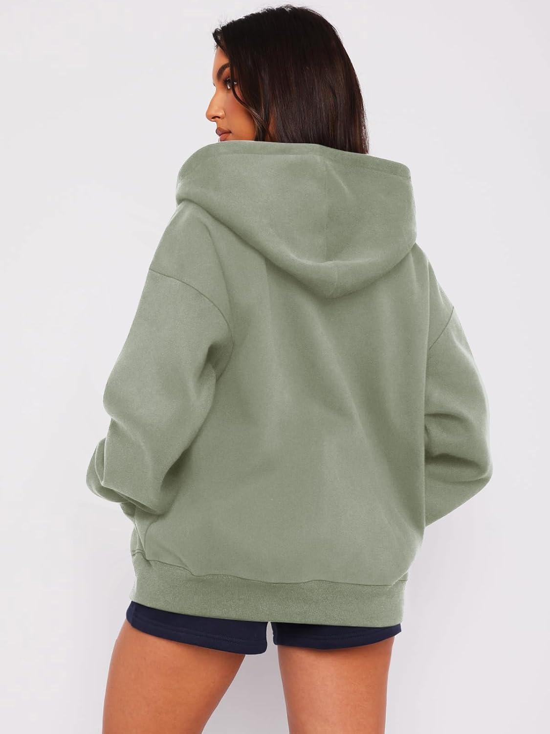 imageATHMILE Oversized Hoodies for Women Fall Sweatshirts Zip Up Hoodie Casual Jackets Y2k Fashion Outfits Winter Clothes 2025Greygreen