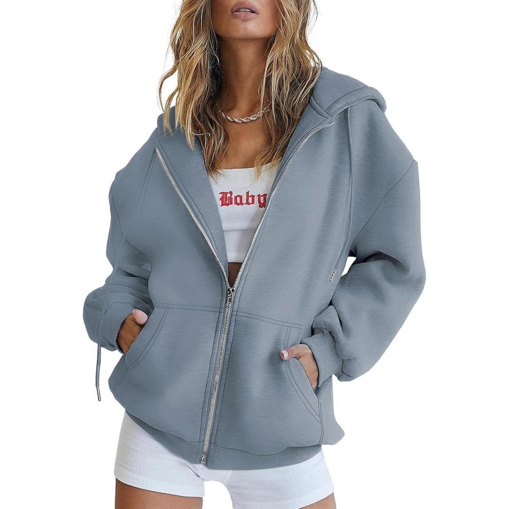 imageATHMILE Oversized Hoodies for Women Fall Sweatshirts Zip Up Hoodie Casual Jackets Y2k Fashion Outfits Winter Clothes 2025Greyblue
