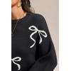 imageATHMILE Fall Sweaters for Women 2025 Fashion Cute Bow Knit Pullover Trendy Long Sleeve Oversized Sweater Winter ClothingBlack